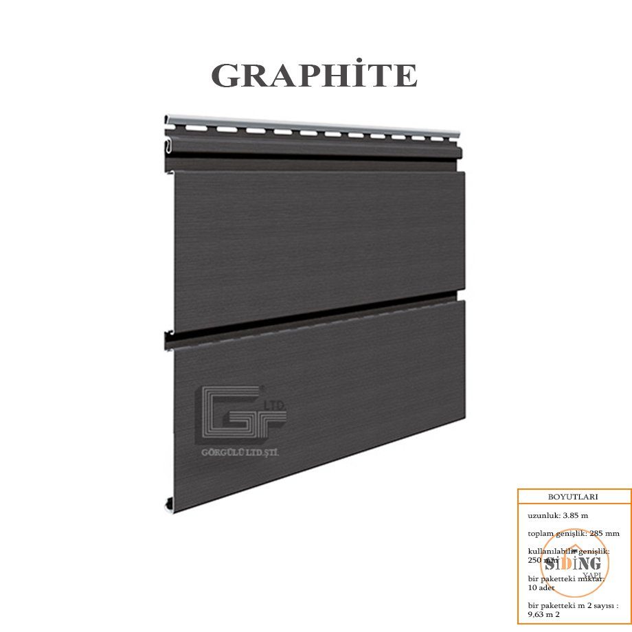 Graphite siding paneli — ürün kartelası