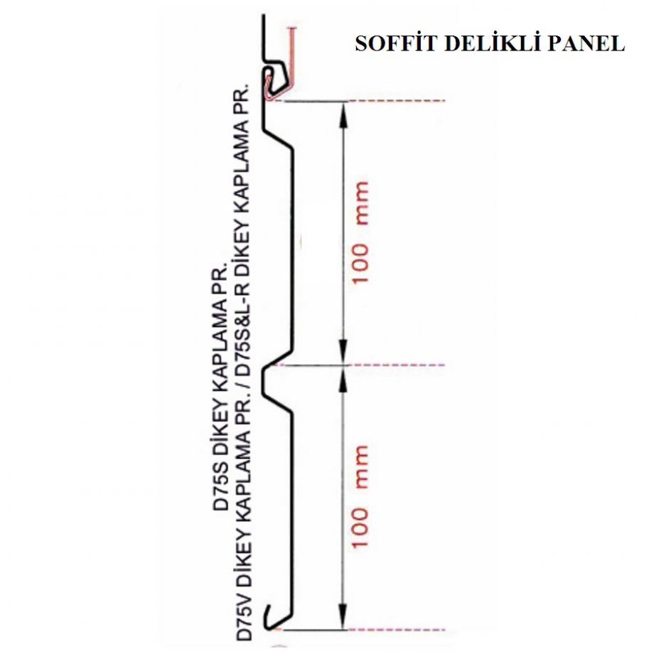 Soffit Panel (delikli) kesit ve ölçüleri